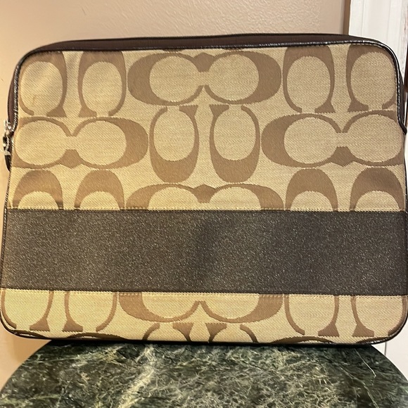 Vintage Coach Brown Signature Tote Bag with Laptop Case - Picture 10 of 12